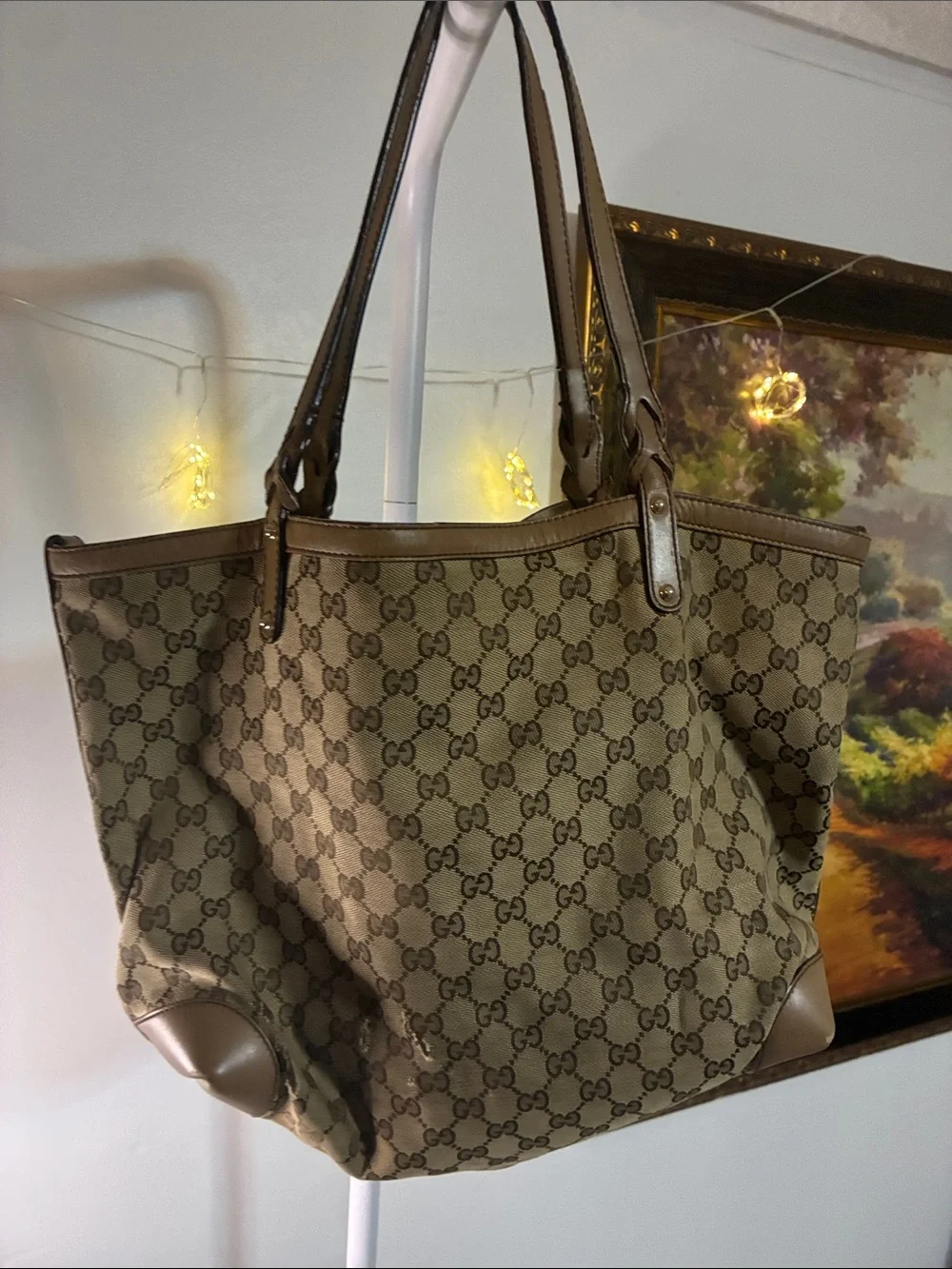 Gucci Tan Brown GG Supreme Canvas Tote